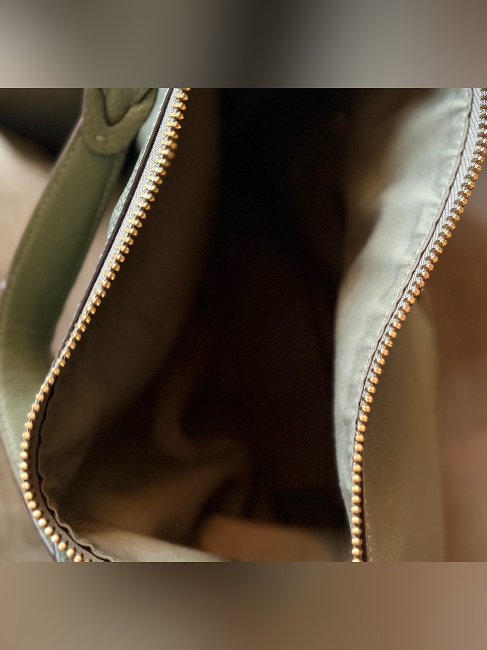 Coach Olive Green Pebbled Leather Shoulder Bag with Gold Hardware - Picture 7 of 11